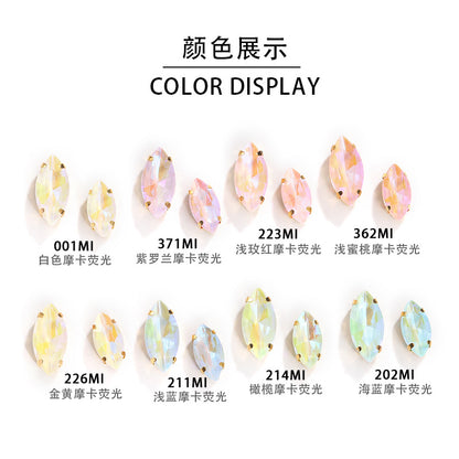 Cross-border wholesale: new horse-eye mocha fluorescent four-corner claw drill DIY accessory materials, footwear accessories