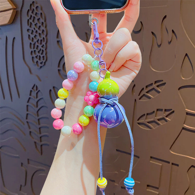 Creative simulation color beaded gourd keychain mobile phone chain pendant school bag keychain charm small gift wholesale