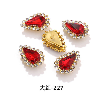 Colorful pointed waterdrop sunflower edged flower plate diamonds double-layer hand-sewn glass diamonds - clothing, hair accessories, DIY accessories