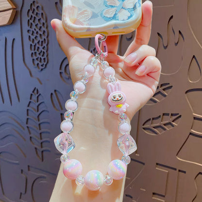 Creative lab cloth beaded mobile phone chain keychain pendant cute bag keychain doll charm gift wholesale