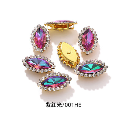 Horse Eye Sunflower Double-layer Hand-Stitched Diamond Shaped Edge Glass Diamond Clothing Bag DIY Accessories Manufacturer Wholesale