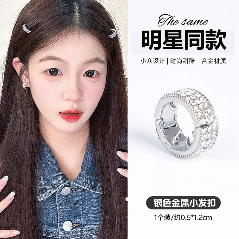 Silver heart-shaped metal hair clip for girls, princess hair mini clip, new style bangs side clip, hair accessory, children's braided hair buckle