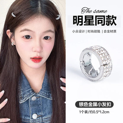 Silver heart-shaped metal hair clip for girls, princess hair mini clip, new style bangs side clip, hair accessory, children's braided hair buckle
