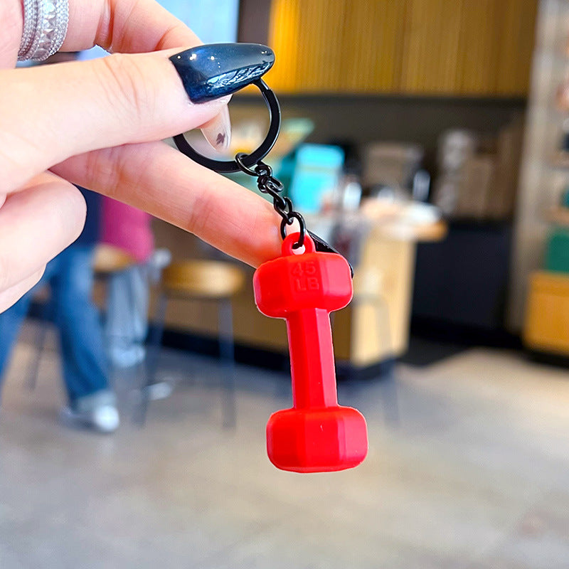 Creative sports style fitness dumbbell keychain pendant couple car keychain mini school bag small pendant wholesale