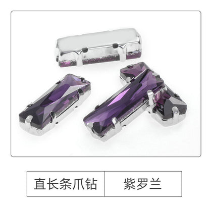 Xichuan Straight Long Claw Rhinestone Glass Hand-Stitched Diamond DIY Accessories Shoe Bag Handmade Materials White K with Claw Diamond