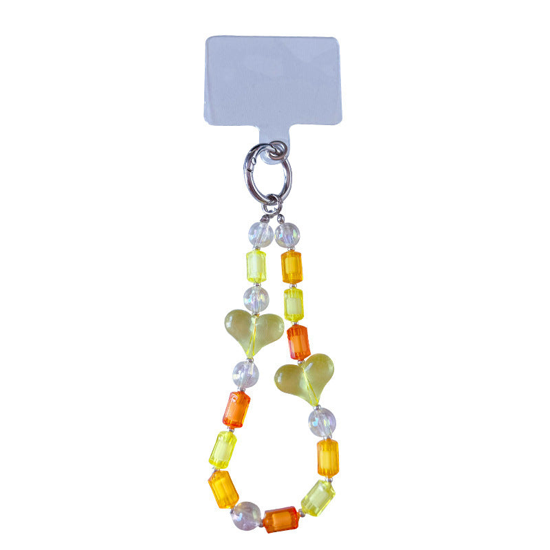 Creative DIY Love Beaded Mobile Phone Chain Keychain Pendant Couple Car Key Chain Bag Bracelet Pendant Small