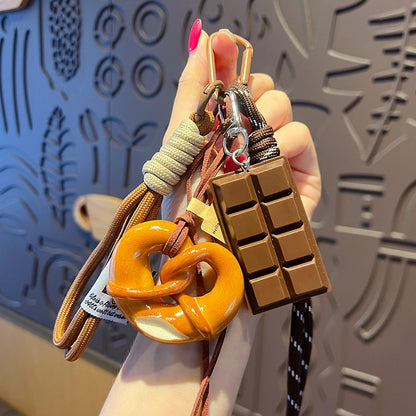 Creative miu system simulated alkaline water bread bracelet keychain pendant couple bag keychain small pendant wholesale