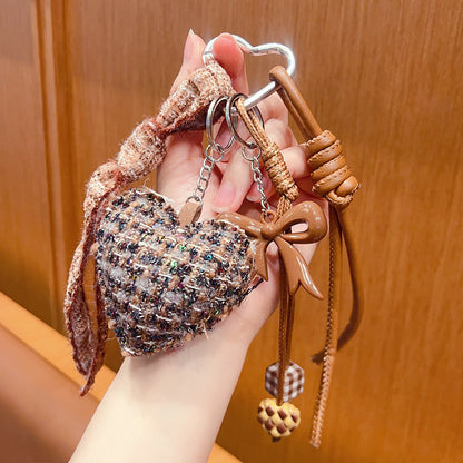 Original handmade DIY small fragrance style love keychain pendant miu series bow bag bracelet keychain pendant