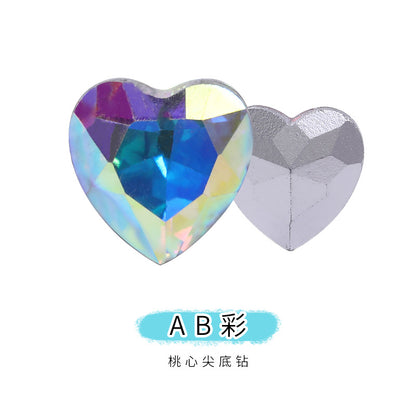 Heart Pointed Bottom Diamond Rhinestones - Crystal Glass Phone Sticker Clothing Headband Jewelry Accessories