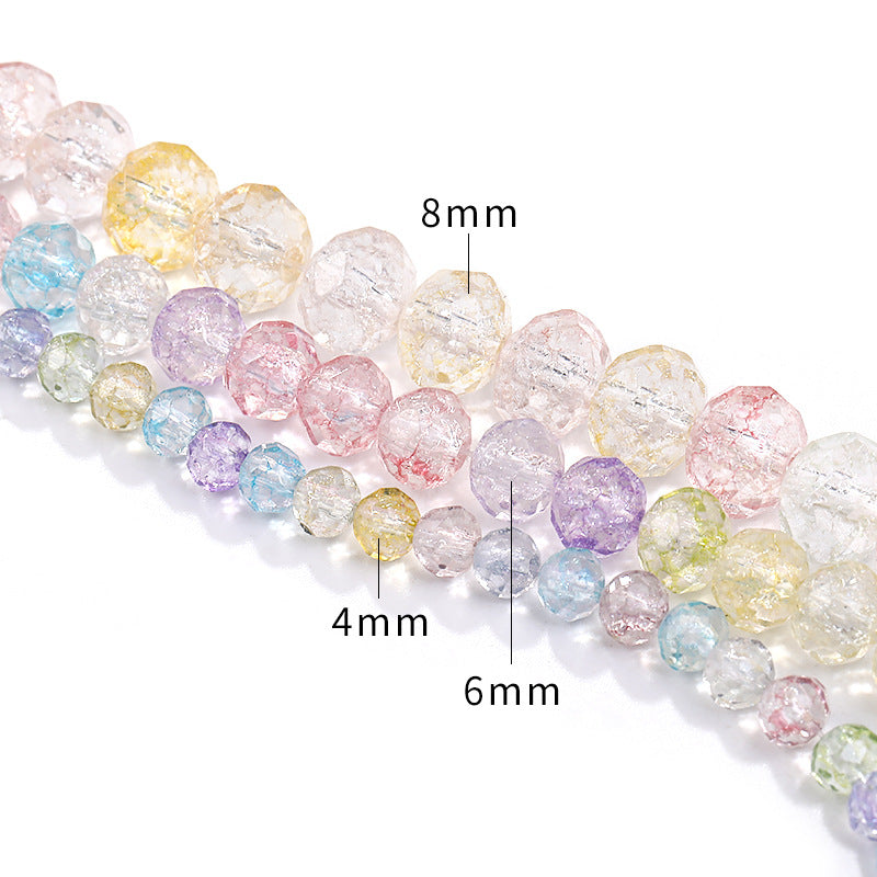 Multicolor Ice Flower Faceted Crystal Glass Beads - Wheel Scatter Bead Bracelet Necklace Accessories