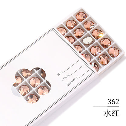 Flat Bottom Hand-Sewn Diamond K9 Satellite Round Flat Buckle Double Hole Punched Hand-Sewn Diamond Wedding Dress Apparel Accessories Super Flash Satellite