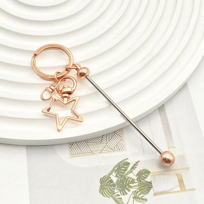 Creative DIY beaded keychain new color metal keychain electroplating gift bag hanging ornament spot wholesale