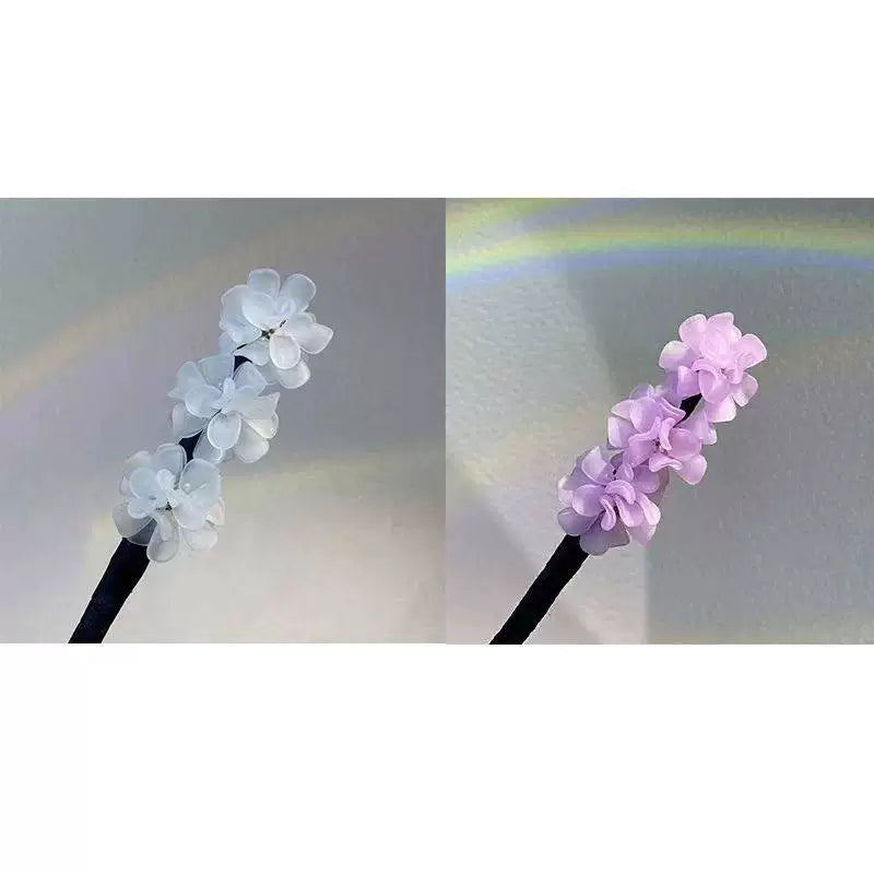 Floral hair wand bun updo tool, lazy minimalist flower bud headpiece, acrylic upgraded hydrangea hair accessory