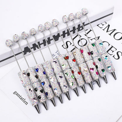 Love full diamond ballpoint pen creative DIY beading handmade diamond inlaid ballpoint pen educational student stationery spot wholesale