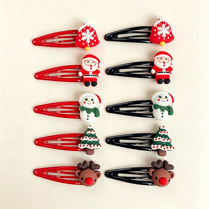 Christmas BB clip hairpin cartoon cute Santa hairpin red BB clip girl side clip bangs clip hair accessories