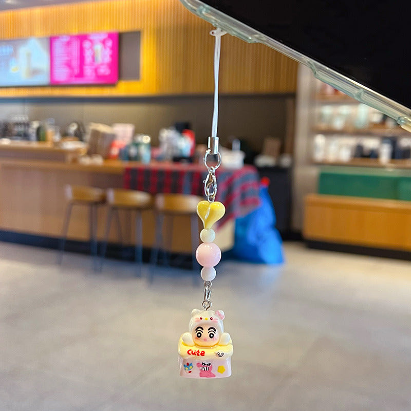 Original handmade DIY cute cat mobile phone chain lanyard car bag beaded keychain doll pendant