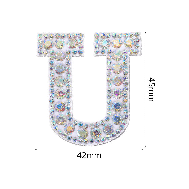 In stock AB color hot stamp diamonds, pearl letter embroidery badges, badges, patch patches, apparel accessories, full diamonds, full diamonds