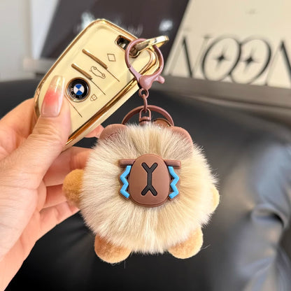 Cute imitation otter rabbit long legs small briquette car keychain pendant plush bag pendant gift doll doll
