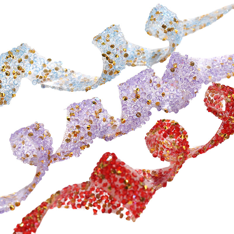 New colorful diamond strip, 1.2cm peel-off, instant adhesive gold resin diamond double-sided tape DIY shoe, bag, headband, accessories