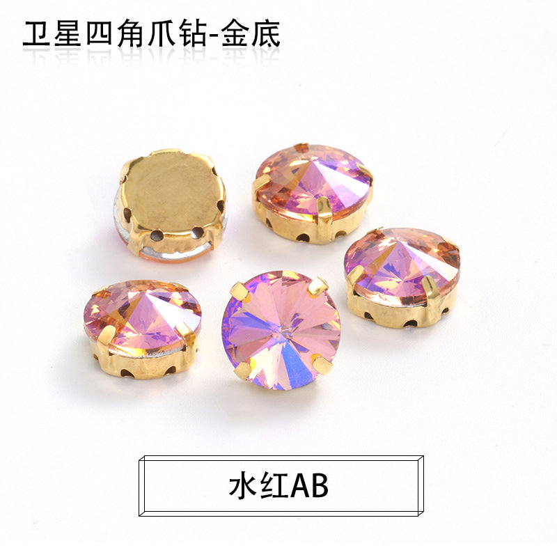 Xichuan new gold background satellite square corner hand sewing drill claw drill DIY clothing collar dress accessories material wholesale