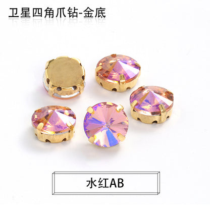 Xichuan new gold background satellite square corner hand sewing drill claw drill DIY clothing collar dress accessories material wholesale