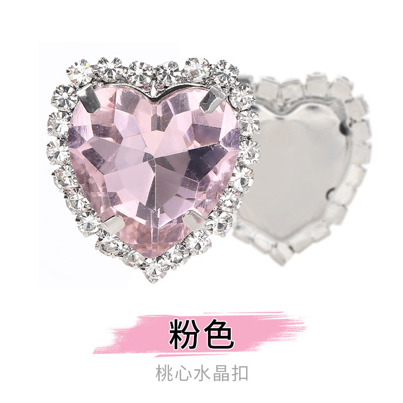 Heart-Shaped Crystal Claw Rhinestones - Hand-Sewn Hat Shoe Accessories Crystal Buckles