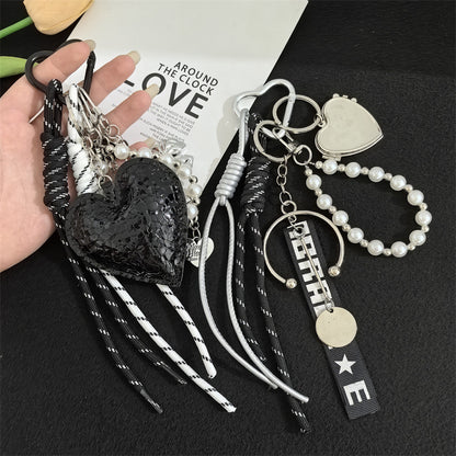 New product miu style five-pointed star bag ornament car key chain dopamine color matching pendant souvenir lanyard outfit