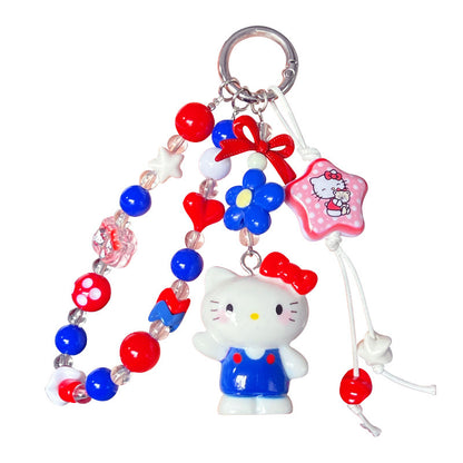 Creative handmade DIY beading KT cat mobile phone chain keychain doll pendant cartoon bag doll charm accessories