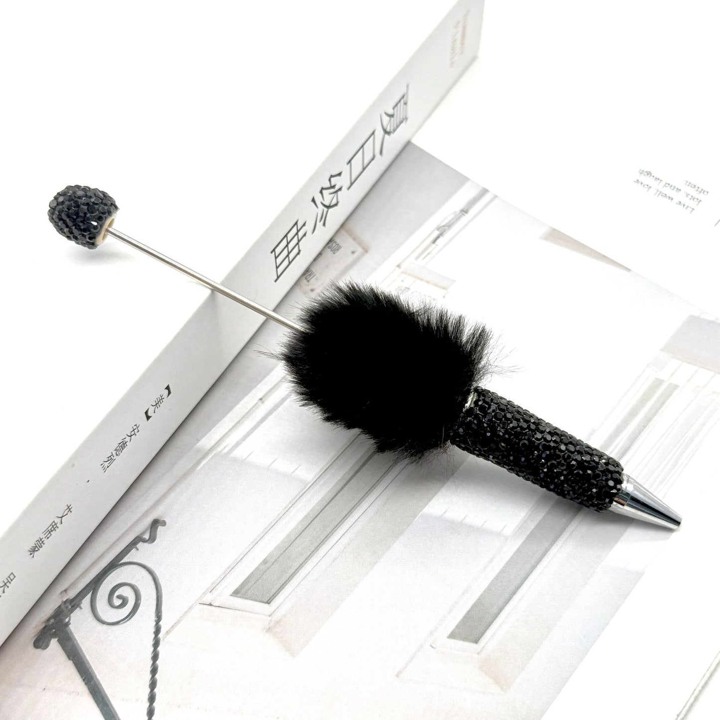 AB diamond ballpoint pen diy multi-color heavy work full diamond pen plush hairball beaded ballpoint pen spot wholesale