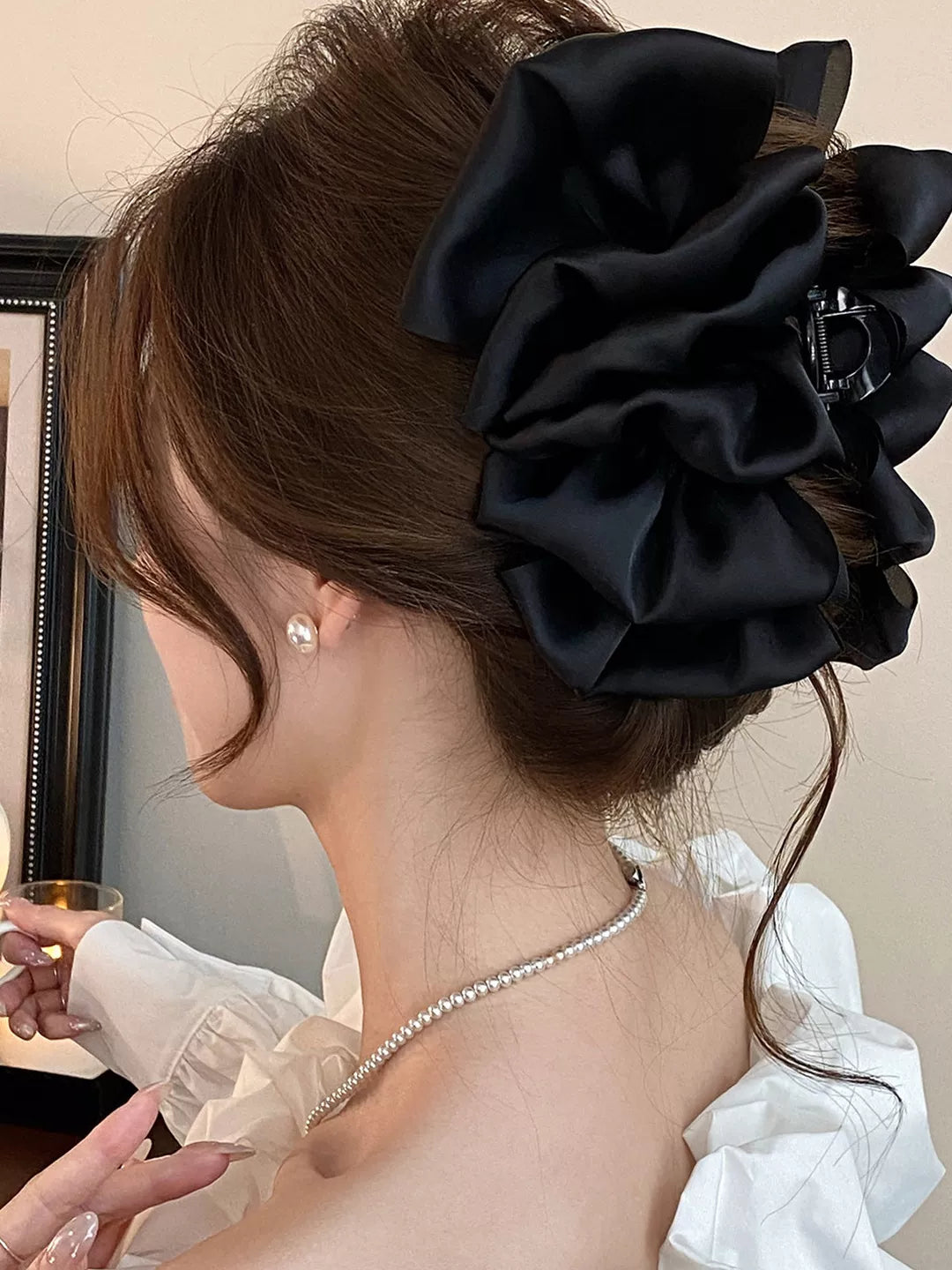 High-end cloud bubble grab clip for women, large Korean elegant temperament, back bun, shark hair clip, hair clip headwear