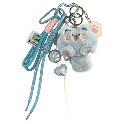 Plush Pendant Cute New Cartoon Doll Cat Long Tail Keychain Student Bag Charm Gift Wholesale