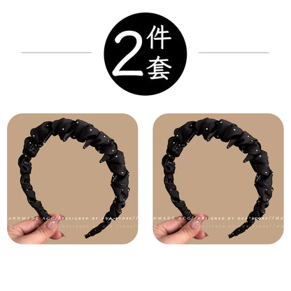 Elegant fabric with a starry sky-high headband for women, high-end new high-crown headband with teeth, face-washing hair clip, for everyday outdoor wear