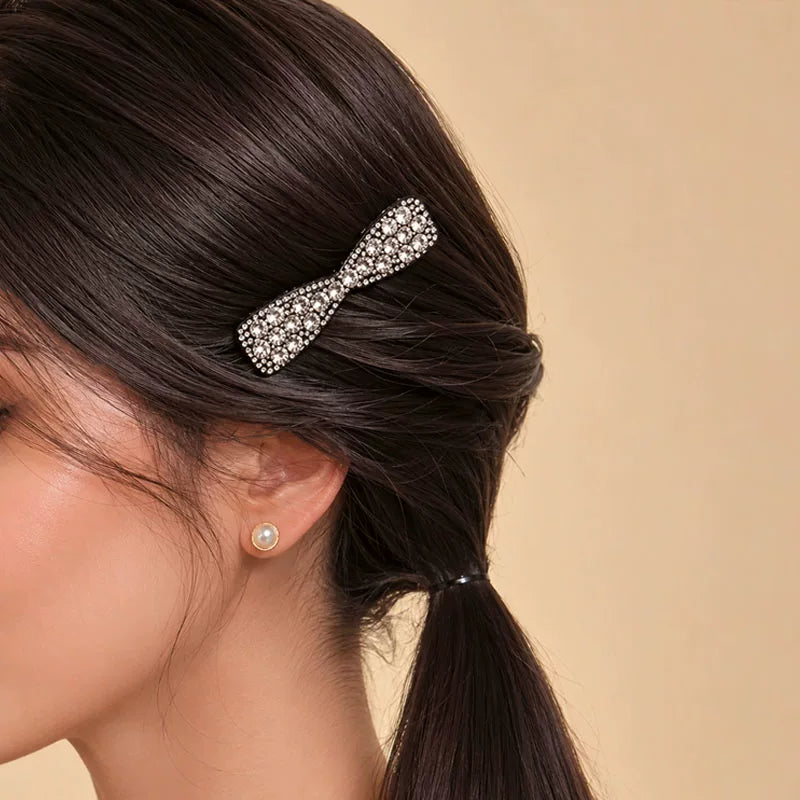 Japanese and Korean new rhinestone bow hair clip, side clip, side bangs clip, high-end front hair clip, hair clip