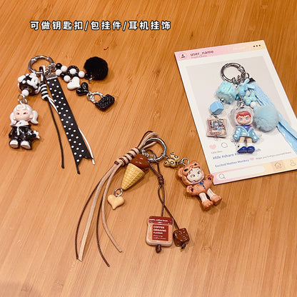 Handmade DIY doll next door girl bubble keychain pendant girl cute miu series bag doll pendant