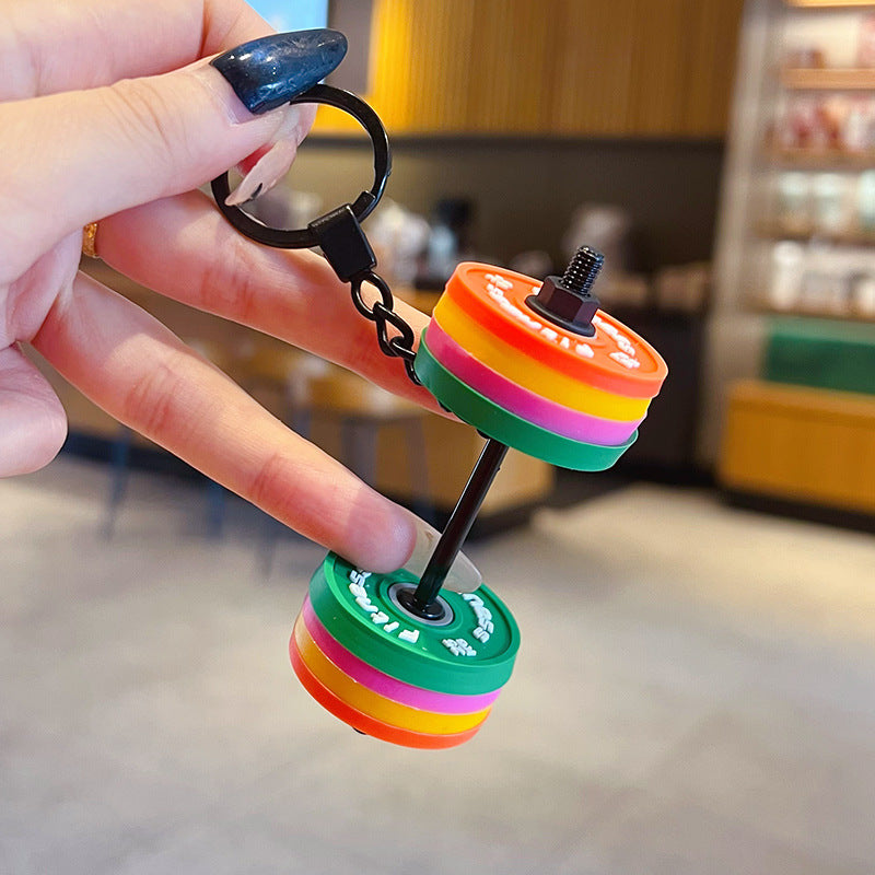 Creative Mini Fitness Barbell Piece Keychain Pendant Couple Car Bag Keychain Sports Small Pendant Wholesale