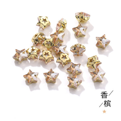 New 10mm five-pointed star hand-stitched glass thickened claw drill 3D DIY wedding dress, clothing, shoes, bags, hair clips, accessories