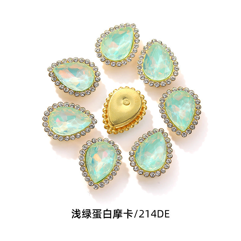 Double-layer waterdrop sunflower flower flower plate diamond buckle, hand-stitched rhinestone, thickened gold holder, glass diamond, clothing, shoes, bags, DIY accessories