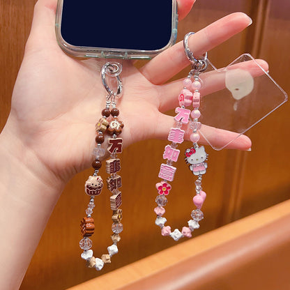 DIY everything goes well beaded mobile phone chain high-end pendant women's bag keychain hanging ornament New Year's gift