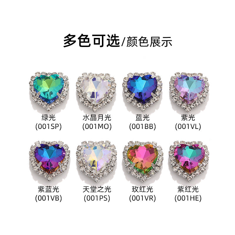 Heart crystal clasp electroplated peach heart trim crystal clasp crystal glass DIY hand-sewn rhinestone wedding dress clothing, shoes, bags
