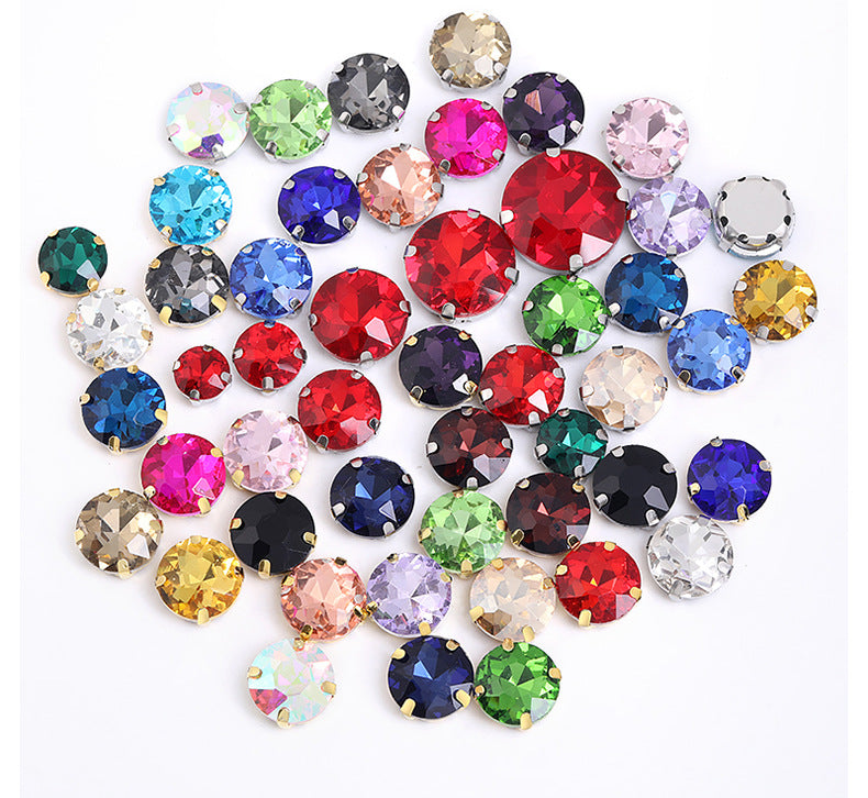 Four-corner gemstone flower crystal claw diamond thickened with base support Hand stitched rhinestone event dinner wear accessories claw drill