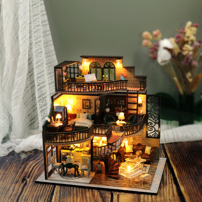 M213 Dream Building High Pavilion DIY Hand Assembled Wooden Cabin 3D Three-dimensional European Assembly Cabin Cross-border Toys
