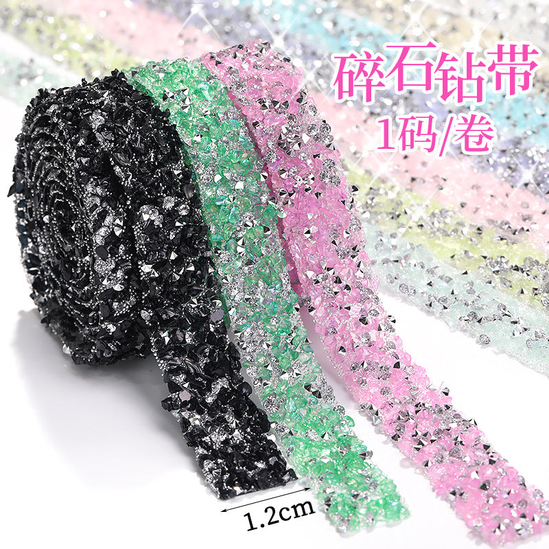 Eco-friendly crushed stone drill belt double-sided adhesive handmade shoe bag crystal drill sticker DIY clothing accessories lace mobile phone case