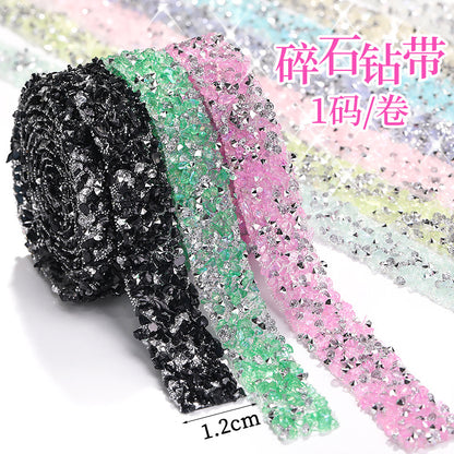 Eco-friendly crushed stone drill belt double-sided adhesive handmade shoe bag crystal drill sticker DIY clothing accessories lace mobile phone case