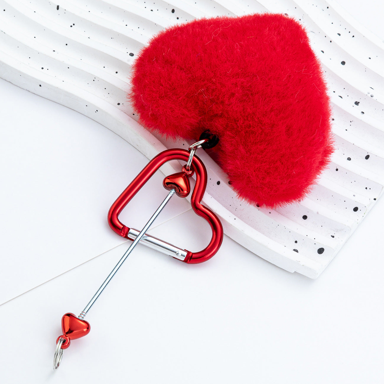 DIY Beaded Love Carabiner - Plush Pendant Love Lock Buckle Hairball Carabiner Wholesale