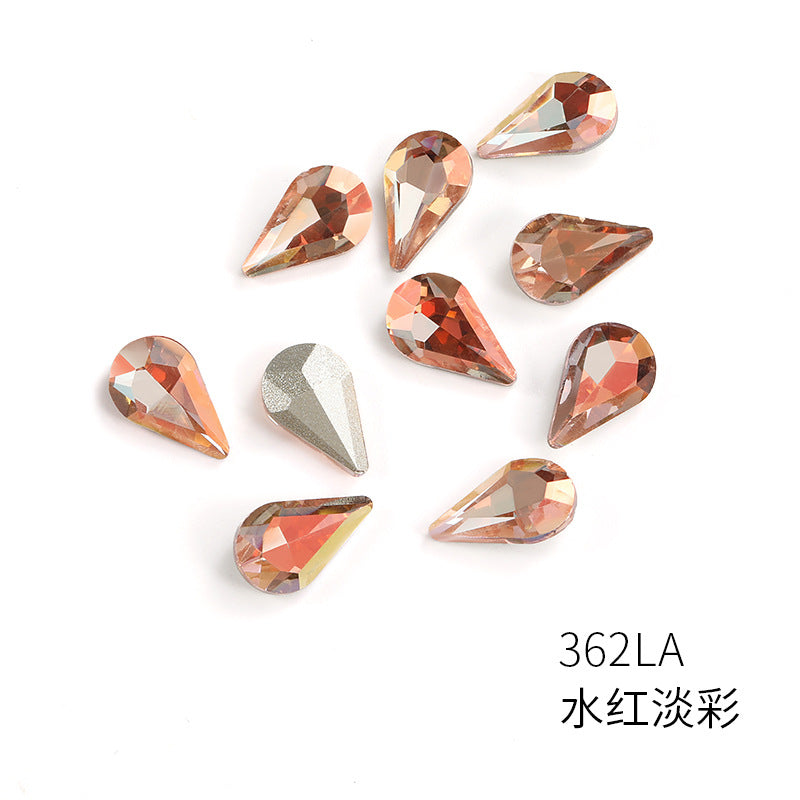 Brand new light color series 8*13 waterdrop glass rhinestones, pointed bottom DIY phone case, nail art diamond stacking materials, accessories