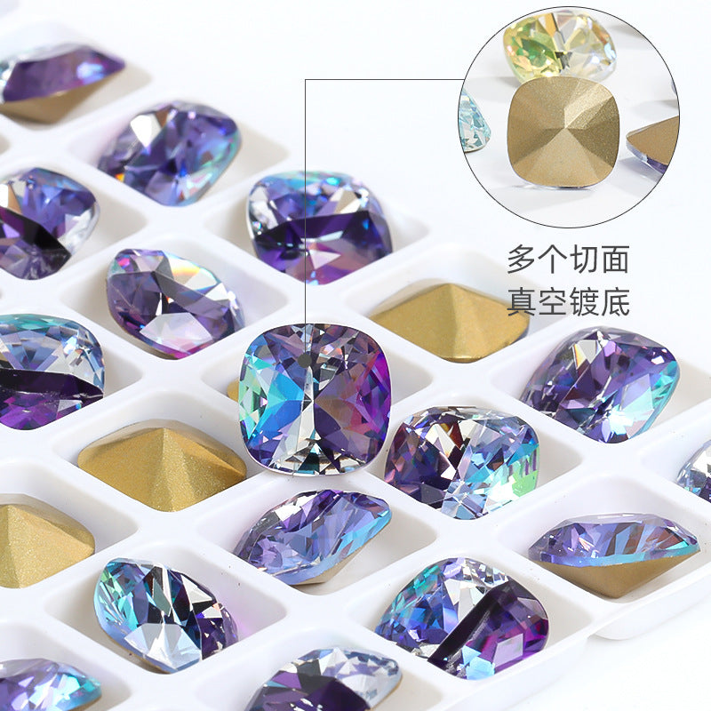 K9 pointed base fat square diamond special-shaped crystal diamond vacuum plated base wedding dress accessories accessories with fat square pointed bottom shaped diamond