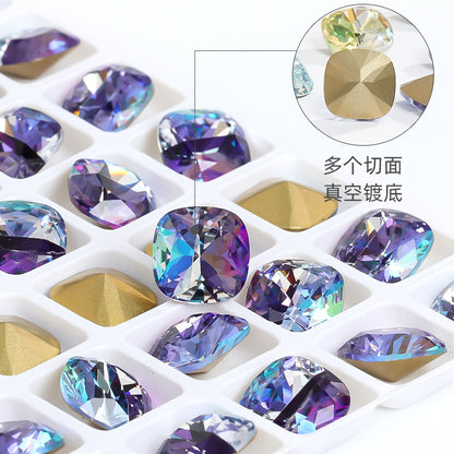 K9 pointed base fat square diamond special-shaped crystal diamond vacuum plated base wedding dress accessories accessories with fat square pointed bottom shaped diamond