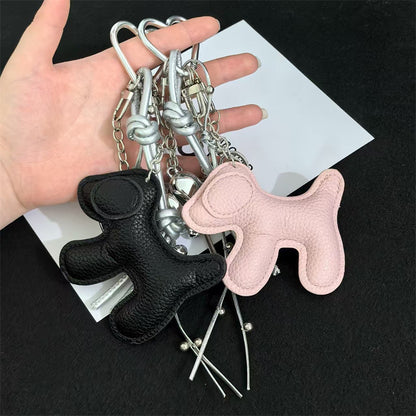 Cross-border explosive cartoon leather puppy bag hanging mobile phone case keychain creative lanyard PU leather couple DIY accessories