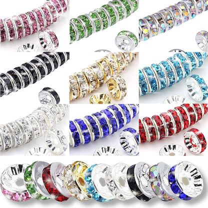 Handmade accessories diamond ring bead separator color bracelet diamond encrusted spacer wheel rim 6 8 10 12mm DIY jewelry accessories