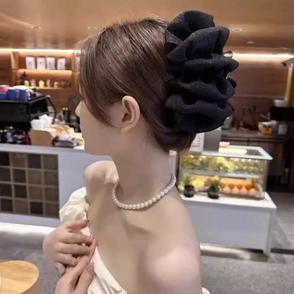 High-end pleated cloud bubble clip for women, 2026 new style back of head updo, hair clip flower Chinese-style hair accessory